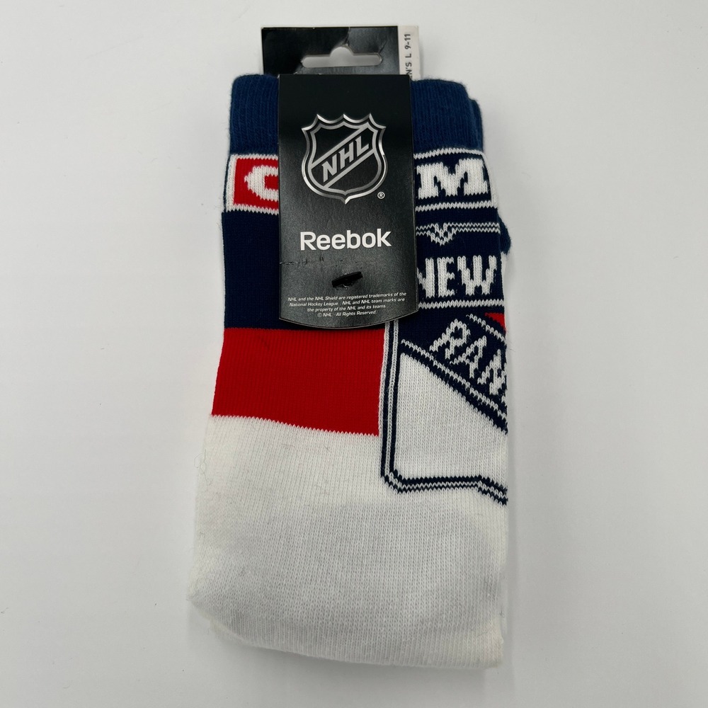 Reebok NHL New York Rangers Mens Socks Size L 9-11 Athletic Crew Style C236Z MTC